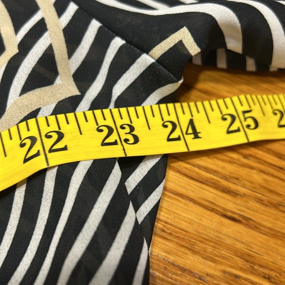 Ashley Stewart abstract print blouse. Wrap front. Black, tan and cream. Size 1X. - Picture 9 of 13